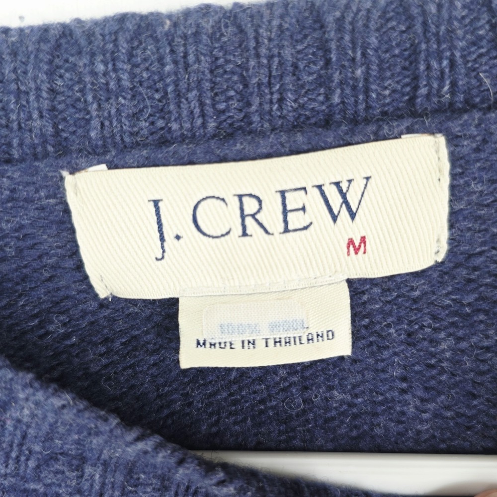 J. Crew Men's Size Medium 100% Wool Navy Blue Sweater Long Sleeve Style#61405 - Picture 3 of 8